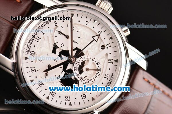 Vacheron Constantin Malte Asia ST25 Automatic Steel Case with Brown Leather Strap and White Dial - Click Image to Close